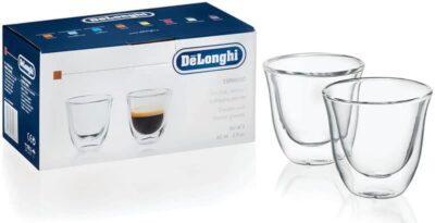 Imagine detaliată a produsului Set 2 cesti din sticla borosilicata espresso 60ml 5513214591. Compatibil cu mai multe modele Delonghi.