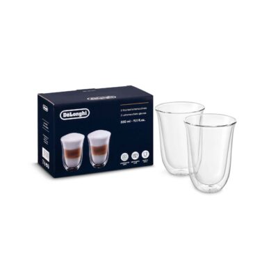 Imagine detaliată a produsului Set Elegant de pahare Delonghi pentru Latte Macchiato 5513284171. Compatibil cu mai multe modele Delonghi.