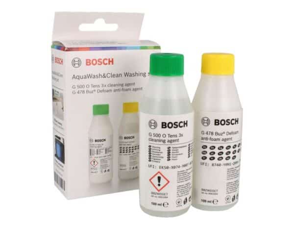 Set detergenti aspirator Bosch AquaWash & Clean BBZWDSET, detergent + solutie antispumare, compatibil Bosch/Siemens
